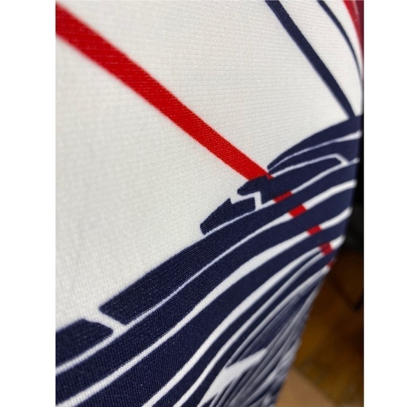 Boston Proper Faux Wrap Dress Red White Blue Size Small - Picture 7 of 9